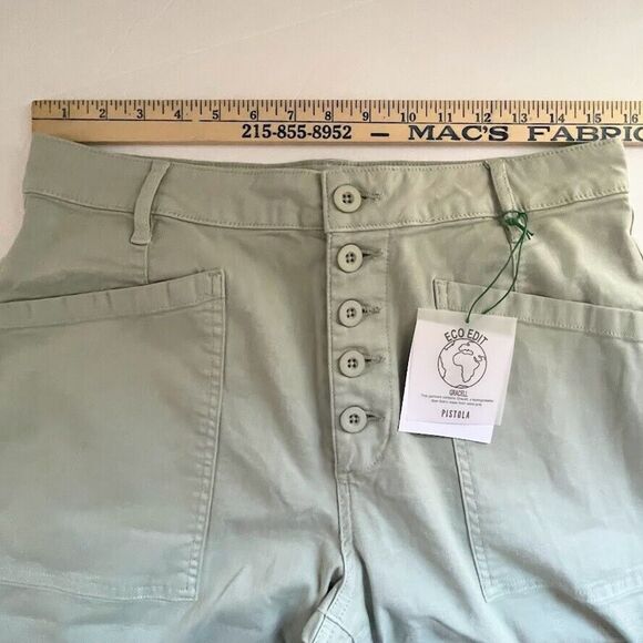 Pistola Womens Jeans Green High Rise Utility Crop Straight Super Stretch Size 31 - Picture 10 of 13